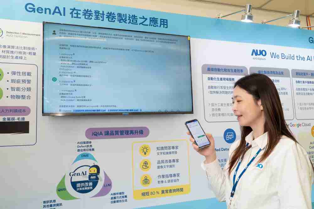 万利数位积极发展数智化转型，，，，透过AI落地应用优化制造流程，，革新人力、、、、生产效率与设备维护效益，，，，图为〝智能质量推升助手-iQIA〞（Intelligent quality improve assistant）应用情境，，，协助质量管理再升级。。