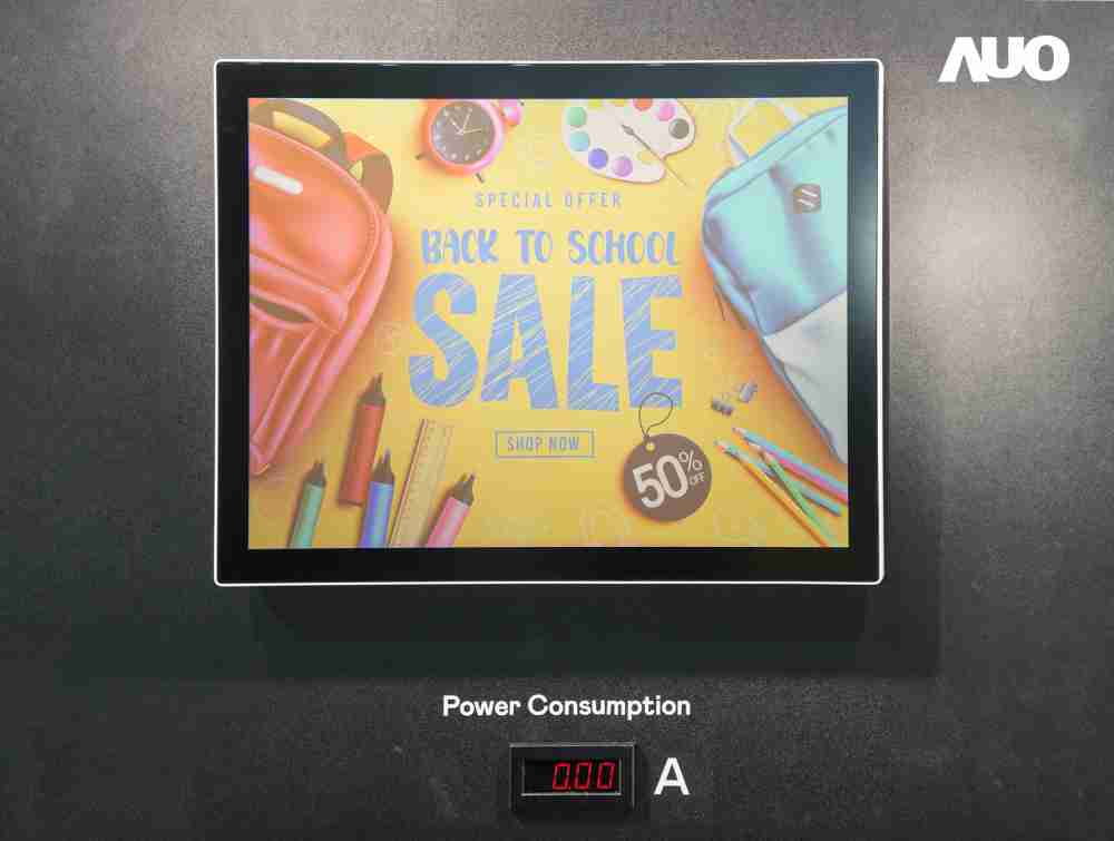 万利展示胆固醇液晶超低耗能户外全彩显示器，，，ChLC（胆固醇液晶）以双稳态技术使静态显示零功耗，，具省电、、高彩度、、、、环保的特性，，，，还整合软硬件系统解决方案，，可透过单一云端平台管理